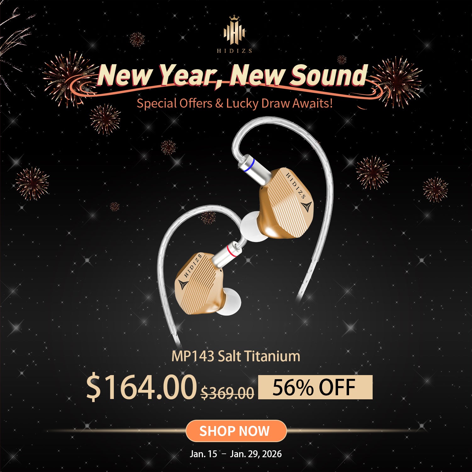 HIDIZS MP143 Salt Titanium 14.3mm Large Planar HiFi In-ear Monitors