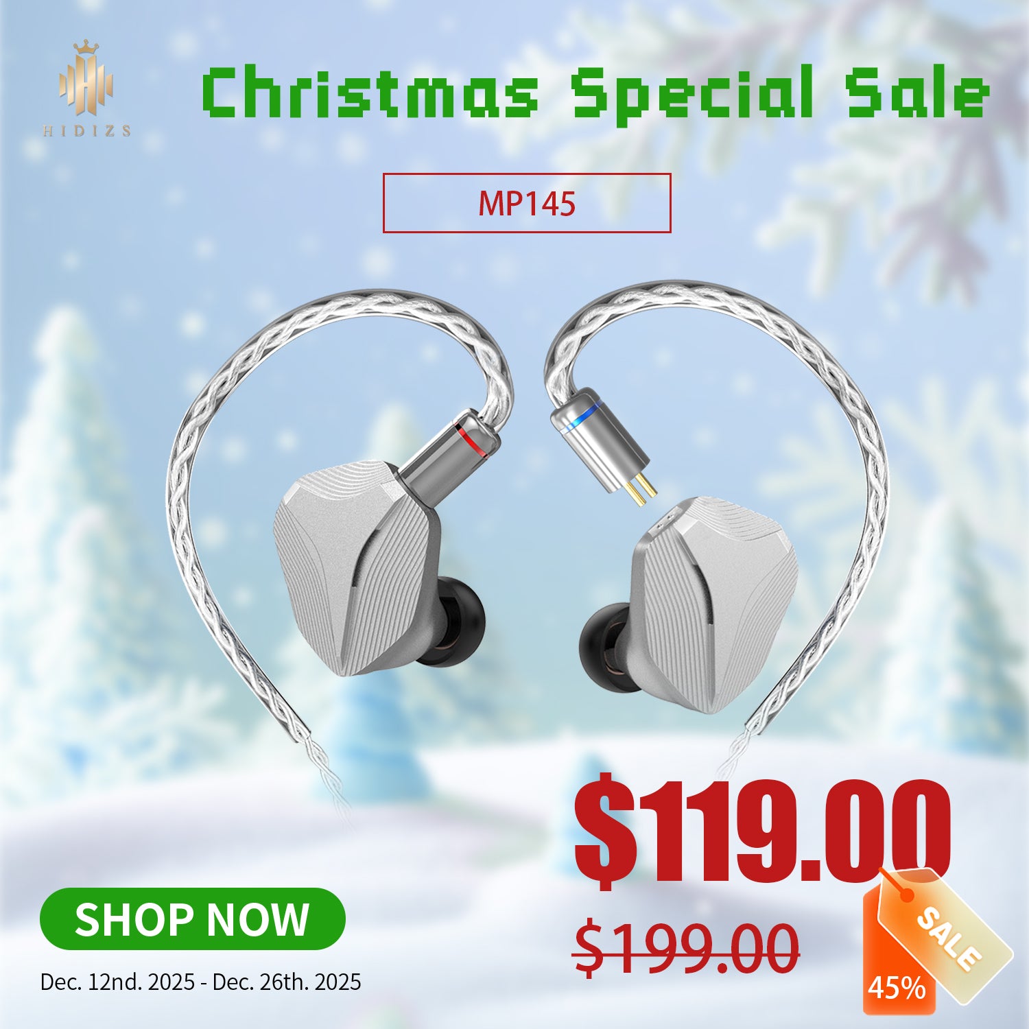 HIDIZS MP145 Planar Magnetic Driver In Ear Monitors for Audiophiles and Music Lovers