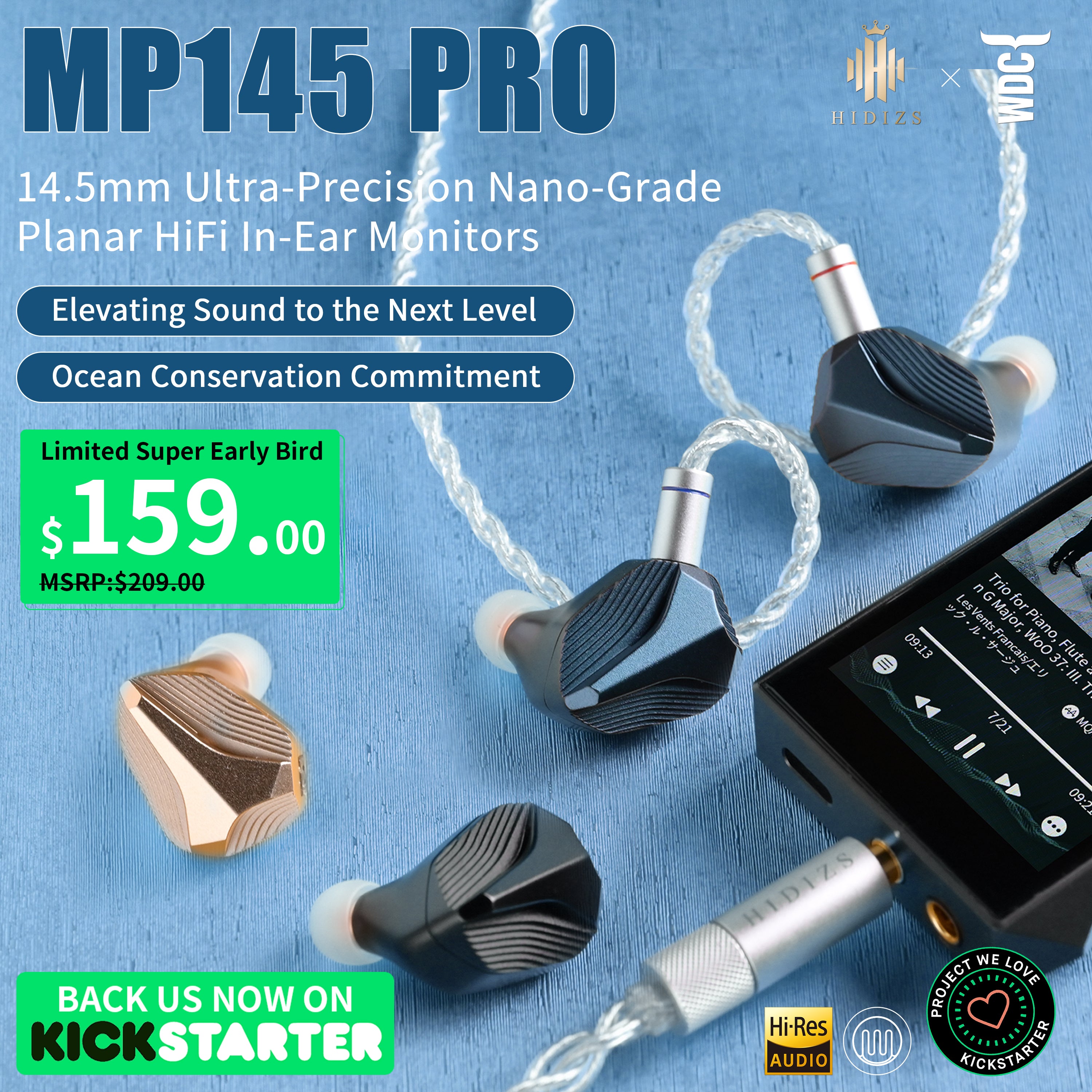 HIDIZS MP145 PRO 14.5mm Ultra-Precision Nano-Grade Planar HiFi IEMs